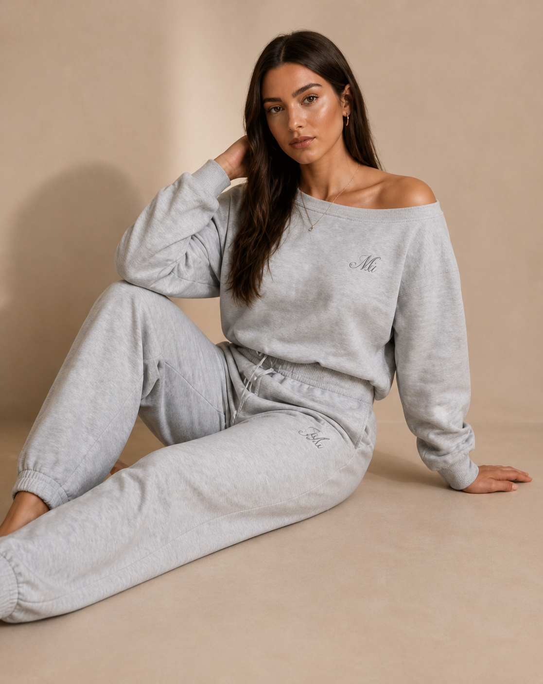 Mood Off-Shoulder Lounge Set – Grey